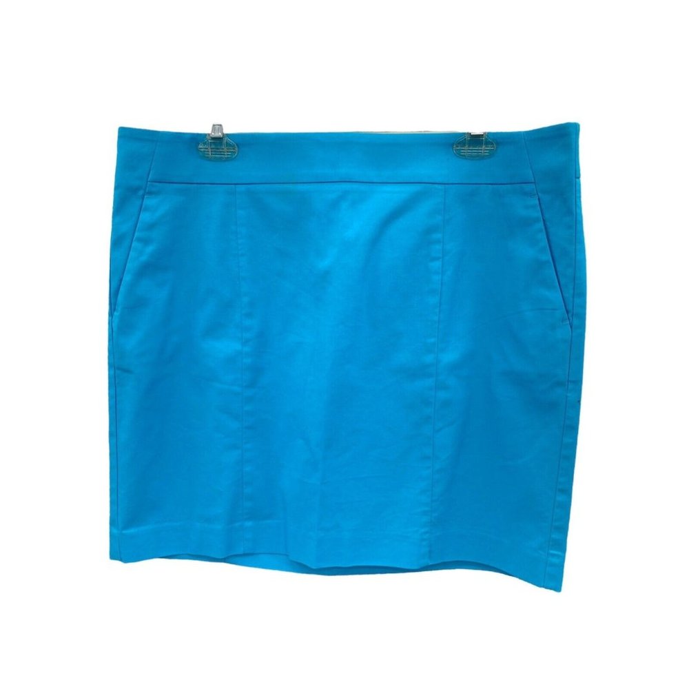Ann Taylor Pencil Skirt Womens Size 14 Teal Front And Back Pockets Career Wear